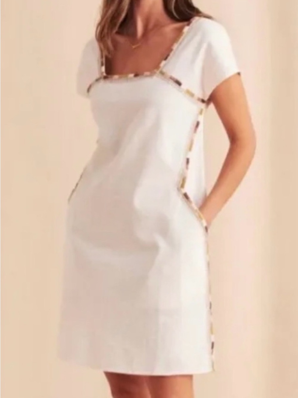 FAHERTY Embroidered Organic Cotton Relaxed Jetty Dress White XS